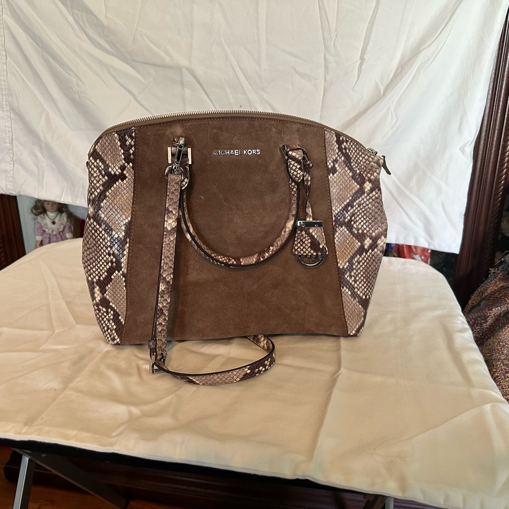 Michael Kors snake skin and brown suede